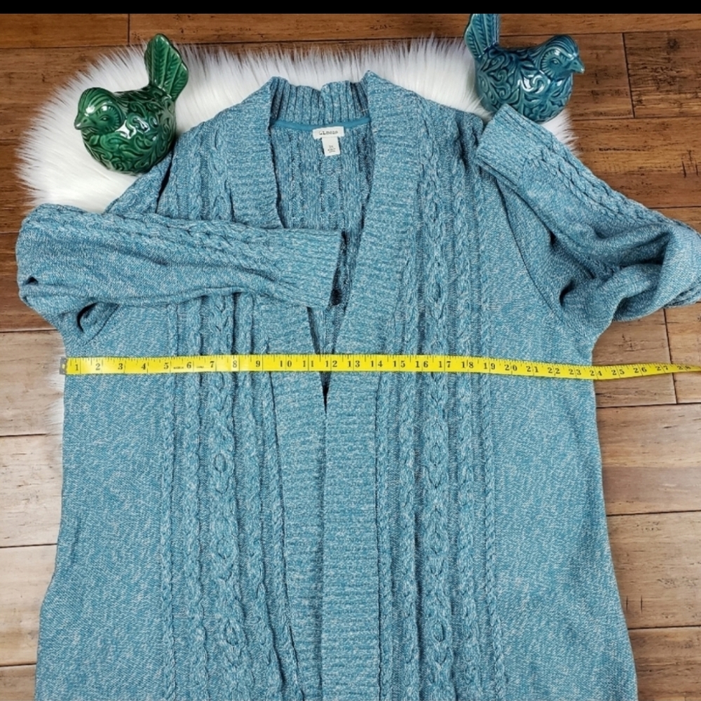 LL BEAN Open Front Cardigan cableknit Sweater 3X - Picture 7 of 12